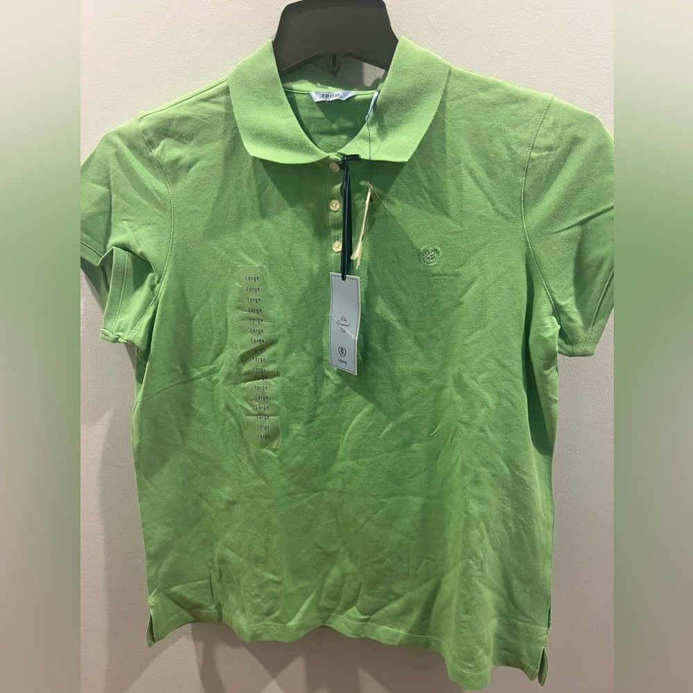 Green woman’s polo shirt large new with tags nwt short sleeves buttons